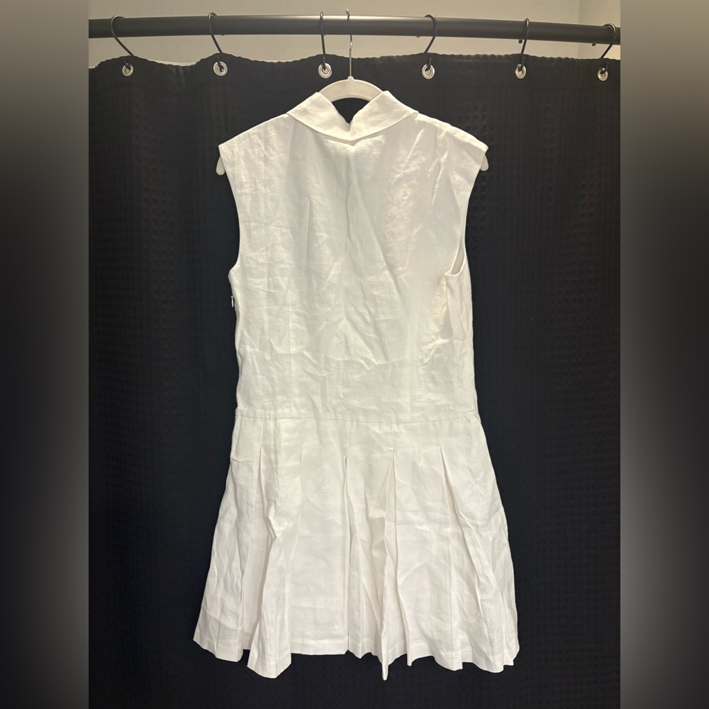 Reformation Arella Linen Mini Dress Size 6 Color: White NWT - Picture 5 of 7